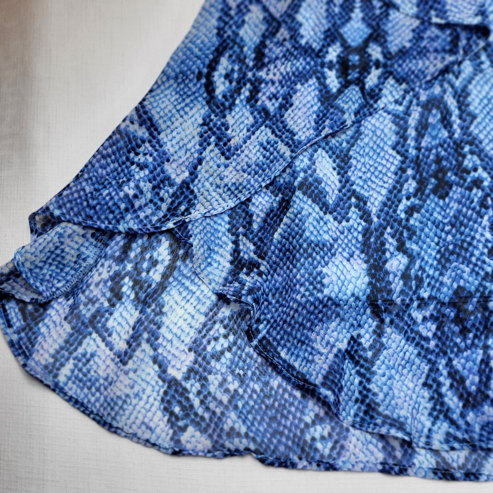 Jaclyn Smith SKIRT Womens Plus Size XXL Blue Snakeskin Design Chiffon Midi NWT - Picture 9 of 15